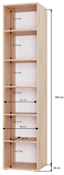 Biały wąski regał na książki 30 cm R0-K86