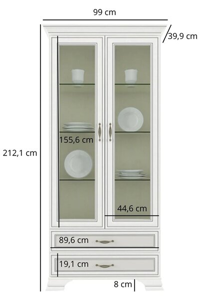Dwudrzwiowa szklana witryna fineline crema F3-L54