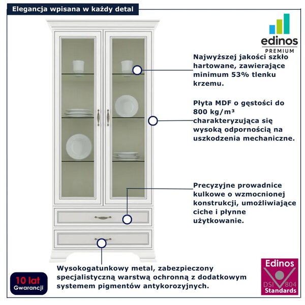 Dwudrzwiowa szklana witryna fineline crema F3-L54