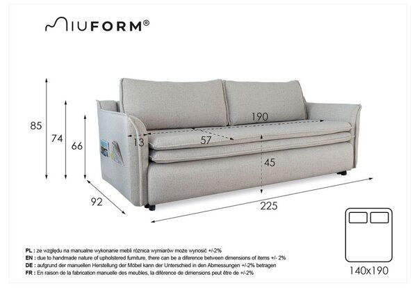 Beżowa rozkładana sofa Miuform Charming Charlie
