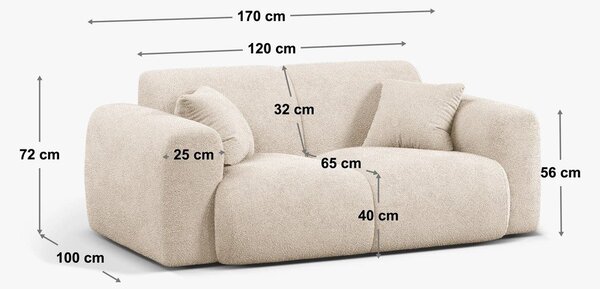 Biała sofa z materiału bouclé 170 cm Molino – Micadoni Home