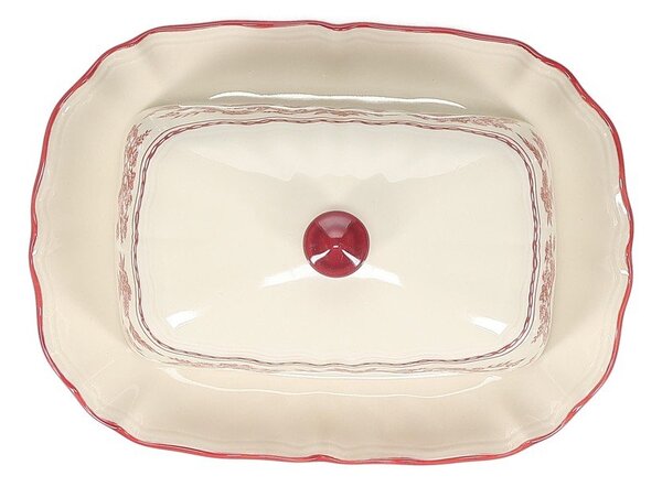Bordowa/w kolorze kości słoniowej porcelanowa maselniczka Cyril – S|P Collection