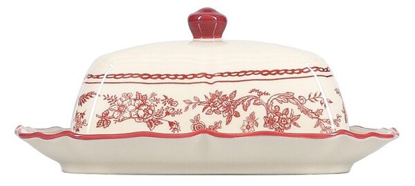 Bordowa/w kolorze kości słoniowej porcelanowa maselniczka Cyril – S|P Collection