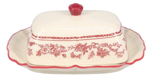 Bordowa/w kolorze kości słoniowej porcelanowa maselniczka Cyril – S|P Collection