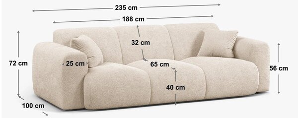 Beżowa sofa z materiału bouclé 235 cm Molino – Micadoni Home