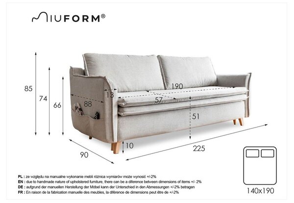 Zielona aksamitna rozkładana sofa 225 cm Charming Charlie – Miuform