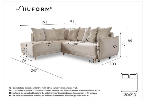 Zielony sztruksowy rozkładany narożnik (lewostronny) Lazy Lukka – Miuform
