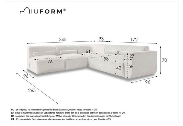 Jasnoszary narożnik (lewostronny) Flex Felix – Miuform