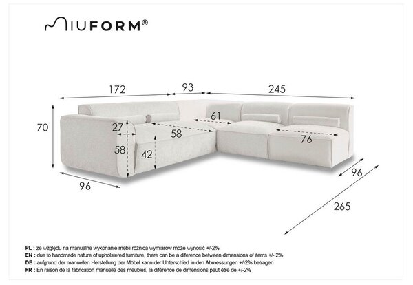Beżowy narożnik (prawostronny) Flex Felix – Miuform