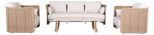 Zestaw ogrodowy Corsica: 3-osobowa sofa, 2 fotele i stolik kawowy, 5 osobowy