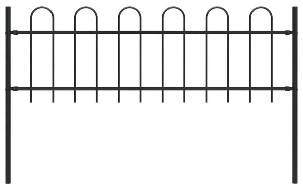 Panel ogrodzeniowy z zaokrąglonymi końcami, 1,7 m, czarny