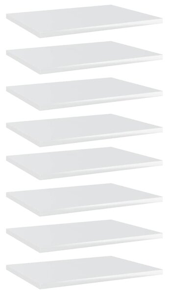 Półki na książki, 8 szt., wysoki połysk, białe, 40x30x1,5 cm
