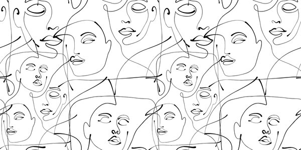 Fototapety Minimalistyczna abstrakcja portretu kobiety, Fototapety Czarno-białe, u99013 : Uwalls.pl