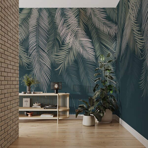 Fototapety Liście palmowe na ciemnozielonym tle, Fototapety Las, Fototapety Las tropikalny, u48556v2d2 : Uwalls.pl