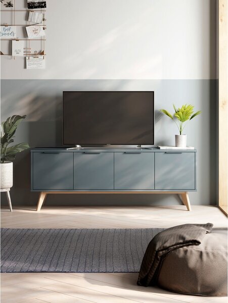 Zielonoszara szafka pod TV 140x53 cm Pisco – Marckeric