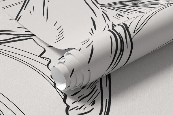 Fototapety Wieloryby w oceanie, zwierzęta morskie, line art, minimalizm, czarno-białe kolory, Fototapety designerskie, u99733v4 : Uwalls.pl