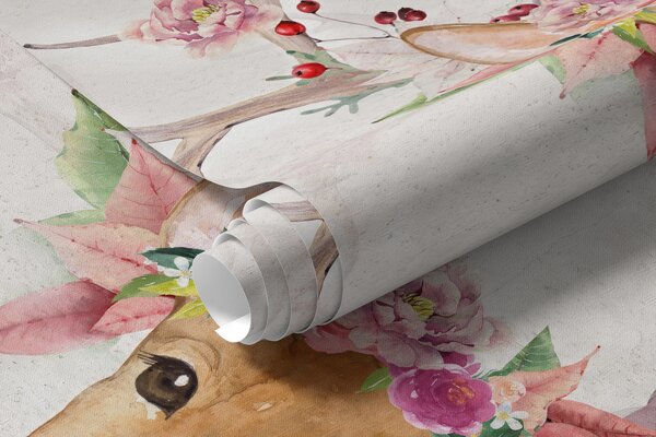 Fototapety Jelenie z kwiatami na porożu, Fototapety Dziecięce, Fototapety Dla dziewczynek, u04671d1 : Uwalls.pl