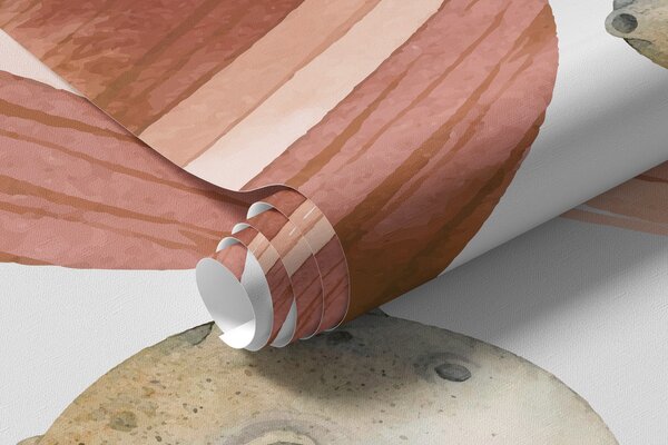 Fototapety Kolorowa ilustracja przedstawiająca różne planety i akwarelę, Fototapety Dziecięce, Fototapety Dla chłopców, w00539 : Uwalls.pl