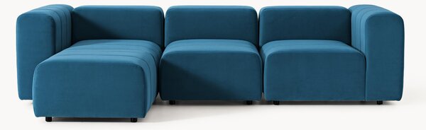Sofa modułowa z aksamitu z pufem Lena (4-osobowa)