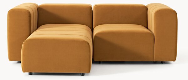 Sofa modułowa z aksamitu z pufem Lena (3-osobowa)