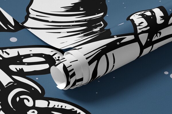 Fototapety Astronauta i planety na niebieskim tle, Fototapety Kosmos, w00712v3 : Uwalls.pl