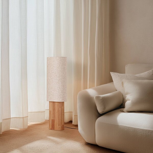 Lampa stojąca Kimiko Lindby, jasne drewno, salon / jadalnia, drewno, skandynawski