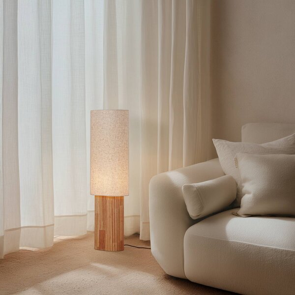 Lampa stojąca Kimiko Lindby, jasne drewno, salon / jadalnia, drewno, skandynawski