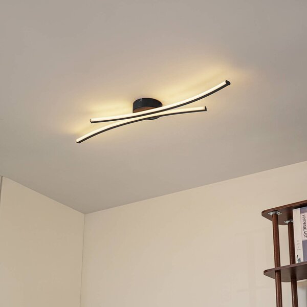 Lampa sufitowa LED Ravion Lindby, czarny, salon / jadalnia, aluminium, nowoczesny