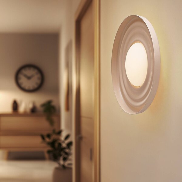 Kinkiet LED Waves Lindby, kremowy / amber, salon / jadalnia, metal, nowoczesny