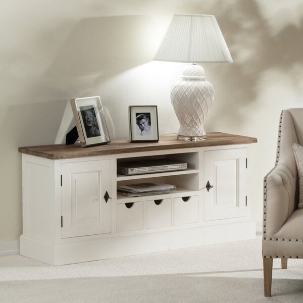Szafka RTV Brighton 150x40x65cm white&natural