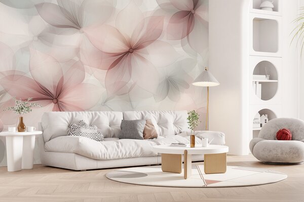 Fototapety Kompozycja kwiatowa, delikatne kolory różu i szarości, wzór kwiatowy, Fototapety 3D, Fototapety 3d Kwiaty, w01446v1 : Uwalls.pl