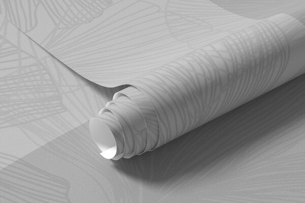 Fototapety Duże liście miłorzębu i geometria szara, Fototapety 3D, Fototapety 3d liście, w01465v3 : Uwalls.pl