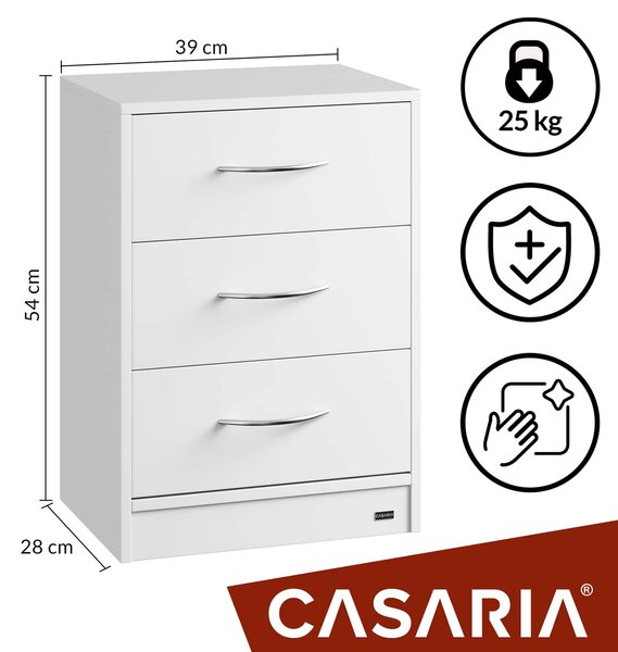 Szafka nocna ELOISE z podświetleniem, 54x39x28cm, biała Casaria