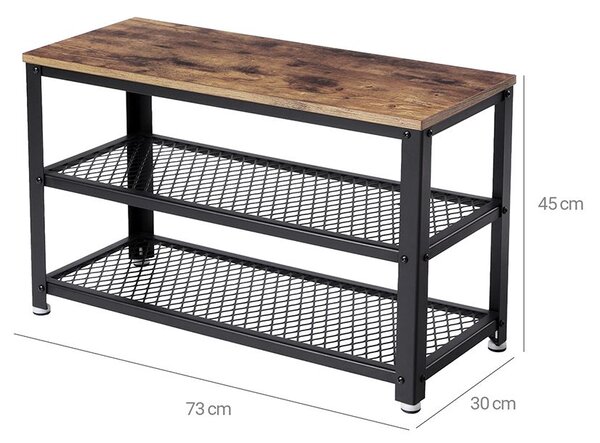 Ławka do przedpokoju z miejscem na buty INDY, 73x30x45cm, brązowa/czarna Vasagle