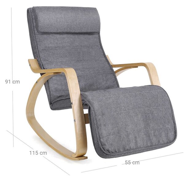 Fotel bujany SWING, max obciążenie 150kg, 67x115x91cm, szara SongmicsHome