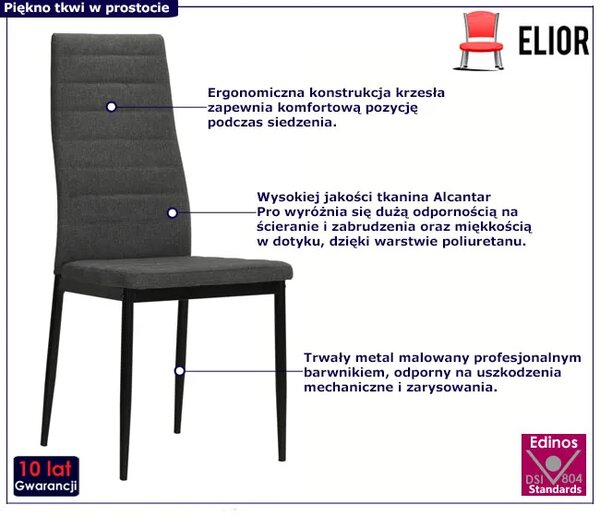 Zestaw 6 ciemnoszarych wygodnych krzeseł N3-W00