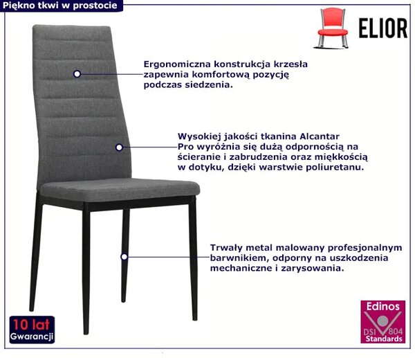 Zestaw 6 jasnoszarych tapicerowanych krzeseł G1-P27