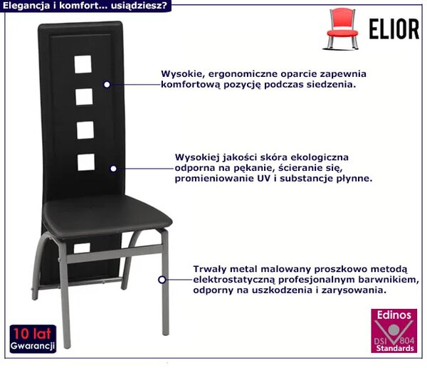 Komplet 4 czarnych nowoczesnych krzeseł R2-W40
