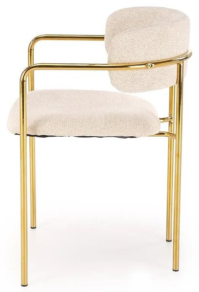 Beżowe tapicerowane krzesło w stylu glamour F7-E68