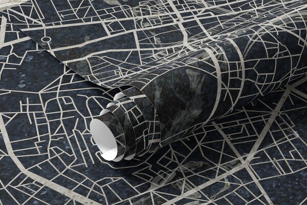 Fototapety Mapa Paryża, rysunek liniowy, architektura, Francja, ciemne kolory, Fototapety Mapy, w01697v1 : Uwalls.pl
