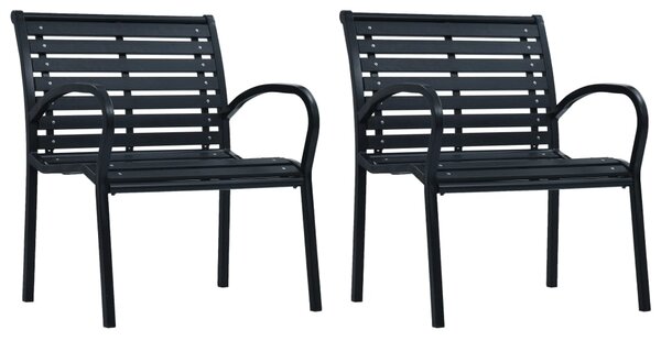 Krzesła ogrodowe, 2 szt., czarne, stal i WPC
