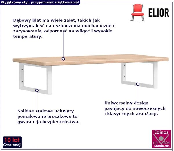 Naturalne drewno półka 100x50 białe uchwyty - Bafo