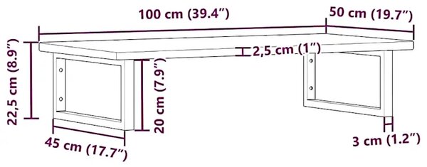 Ciemnobrązowa półka 100x50 białe uchwyty - Basso