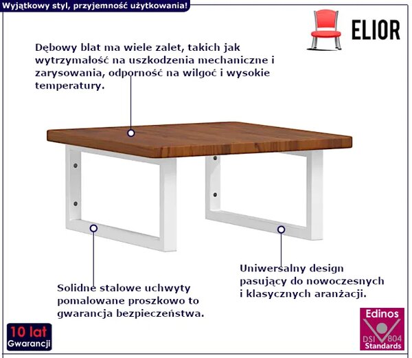 Ciemnobrązowa półka białe uchwyty 50x50 - Bafo