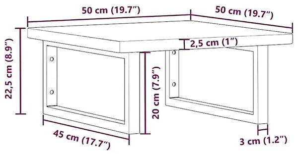Jasnobrązowa półka białe uchwyty 50x50 - Bafo