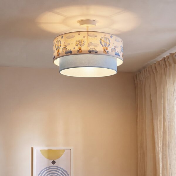 Lampa Sufitowa Duolla, Boho, niebieski, pokój dziecięcy, tkanina | tekstylia
