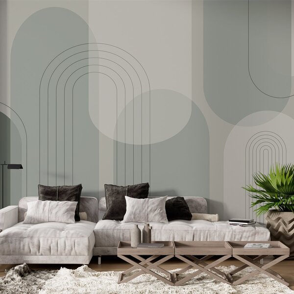 Fototapety Minimalistyczna geometria boho w odcieniach zieleni, Fototapety Abstrakcja, w01920 : Uwalls.pl