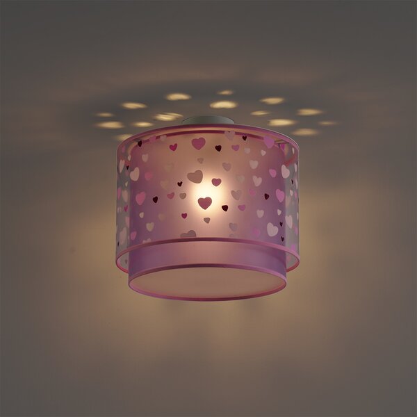 Dziecięca lampa sufitowa różowa z serduszkami - Harrie in Love