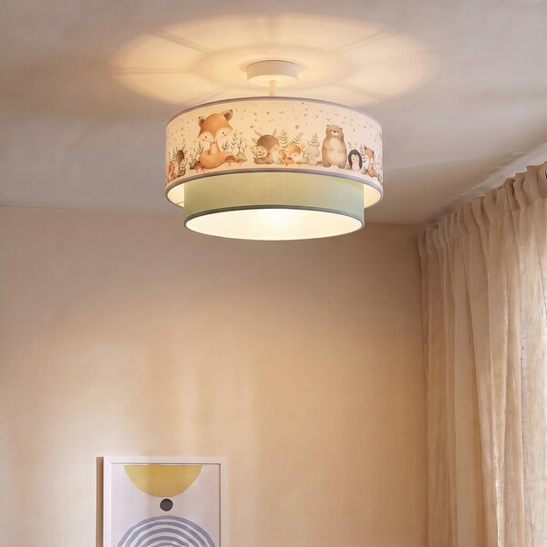 Lampa Sufitowa Duolla, Boho, zielony, pokój dziecięcy, tkanina | tekstylia