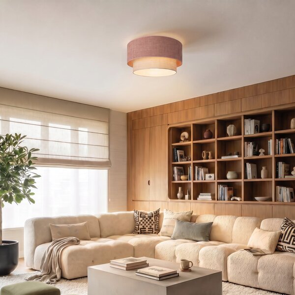 Lampa Sufitowa Duolla, Boho, pudrowy róż, przedpokój, tkanina | tekstylia, młodzieżowy